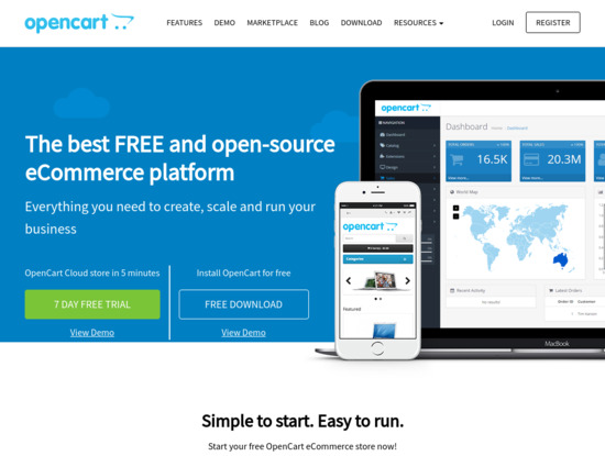 Screenshot of www.opencart.com