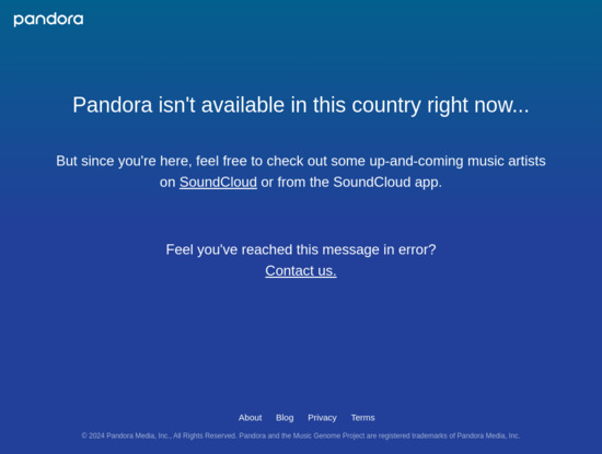 Screenshot of www.pandora.com