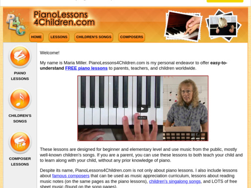 Screenshot of www.pianolessons4children.com