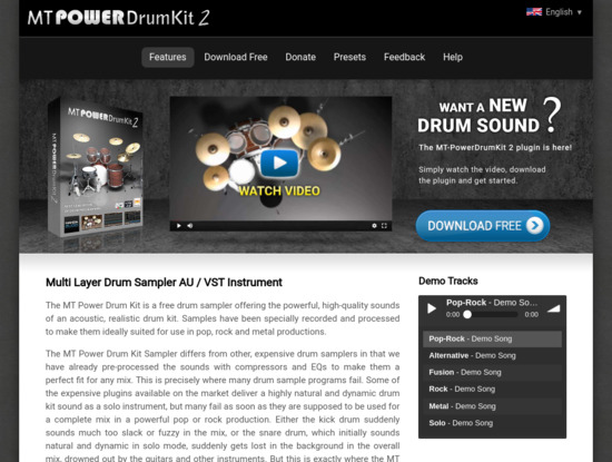 Screenshot of www.powerdrumkit.com