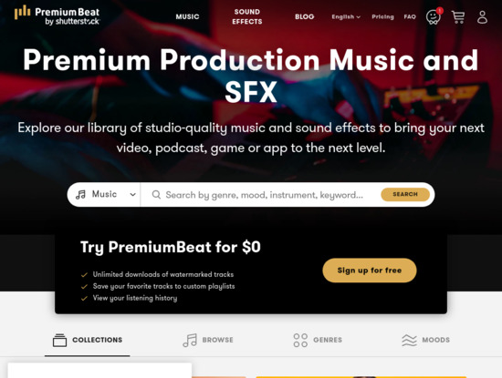 Screenshot of www.premiumbeat.com