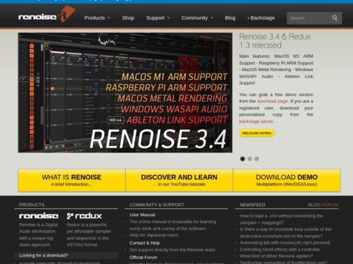Screenshot of www.renoise.com