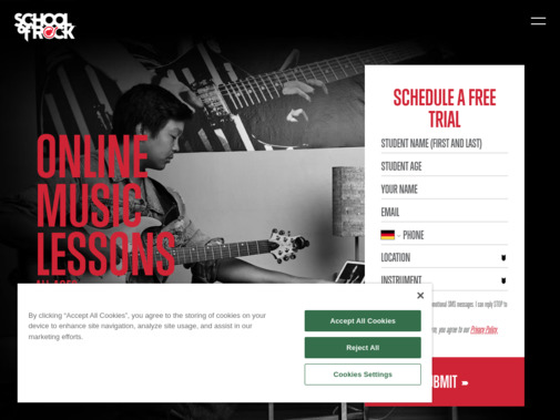 Screenshot of www.schoolofrock.com