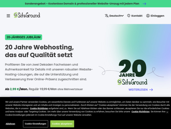 Screenshot of www.siteground.com