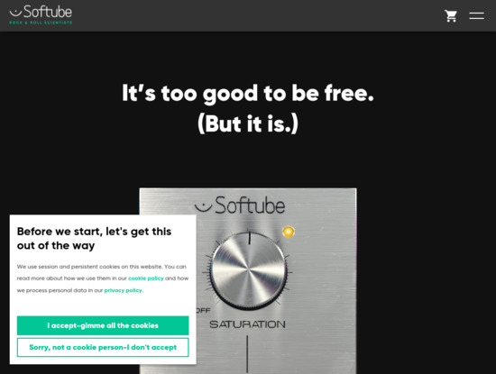 Screenshot of www.softube.com