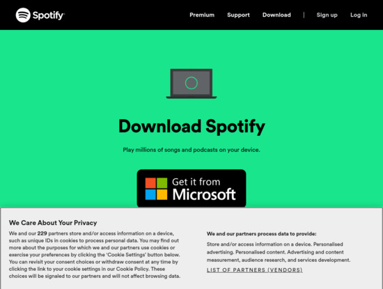 Screenshot of www.spotify.com