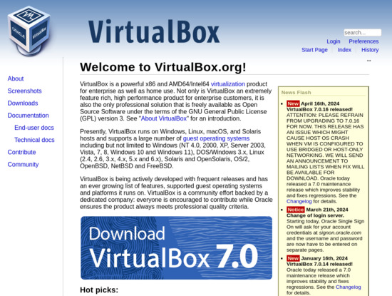 Screenshot of www.virtualbox.org