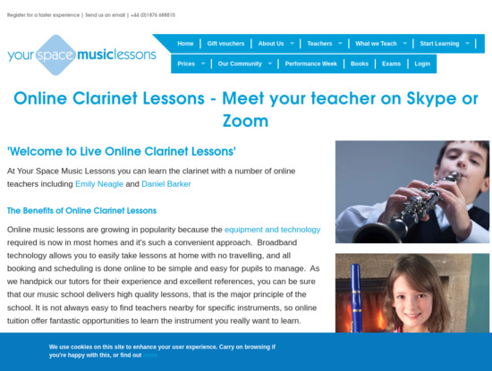Screenshot of www.yourspacemusiclessons.com